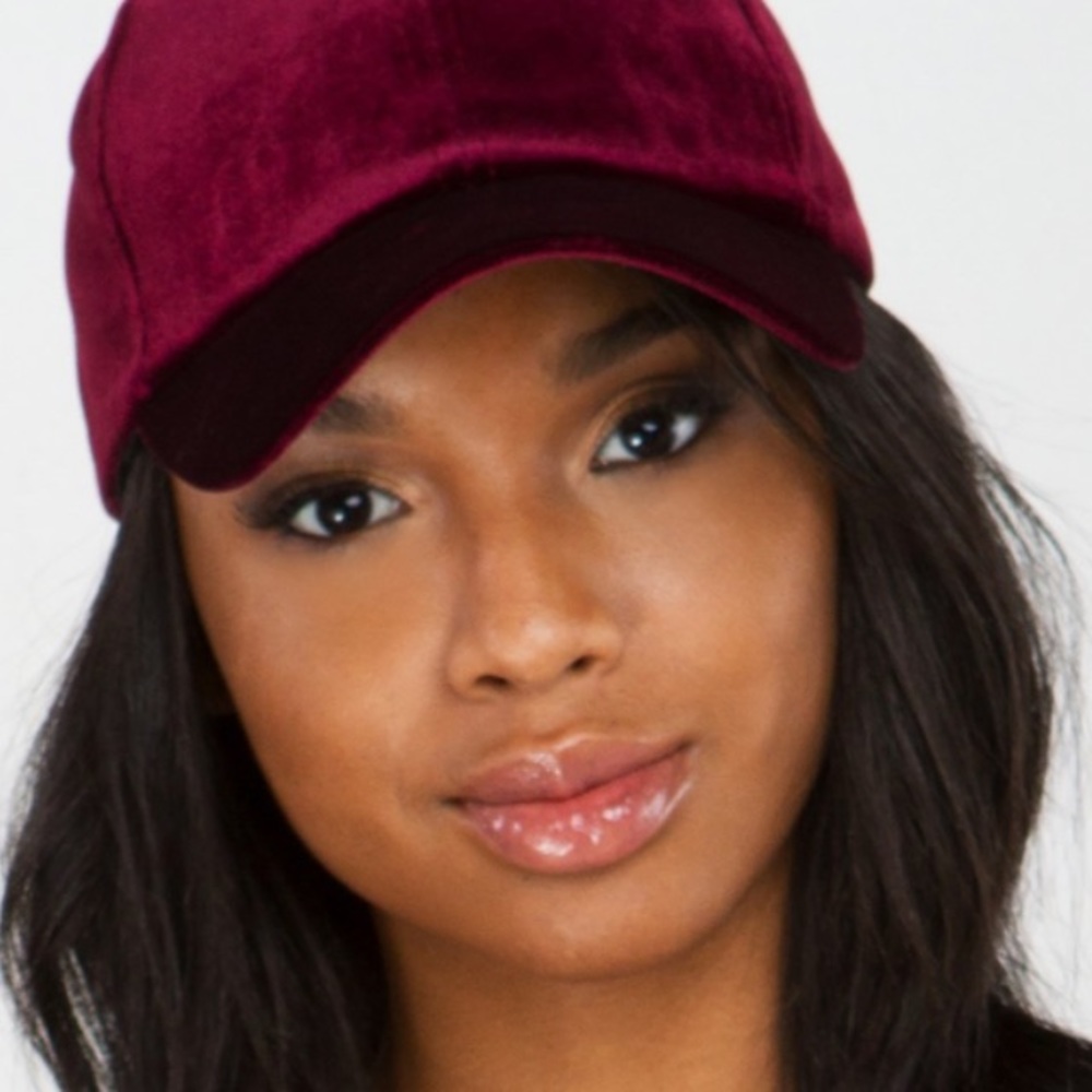 3/$20 Maroon Metallic Velour Baseball Hat - Picture 5 of 6